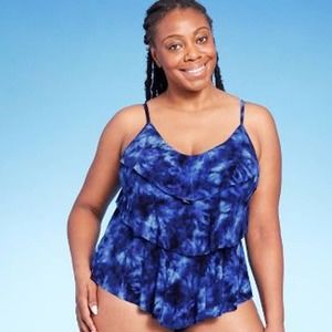 Women's Tiered Tankini Top - Aqua Green®, Size Large